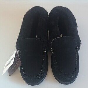 Lamo Australian Suede Sheep Skin Candace Slip On Moccasins Black Women's Size 9